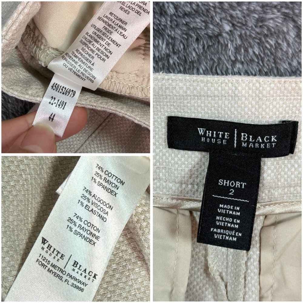 White‎ House Black Market Shorts Womens 2 Cream Textured Cuffed Low Rise Neutral - Picture 8 of 13